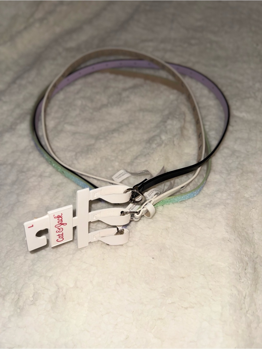 Cat & Jack Thin kids  Belts - Pastel Pink, Lavender, Mint & Black